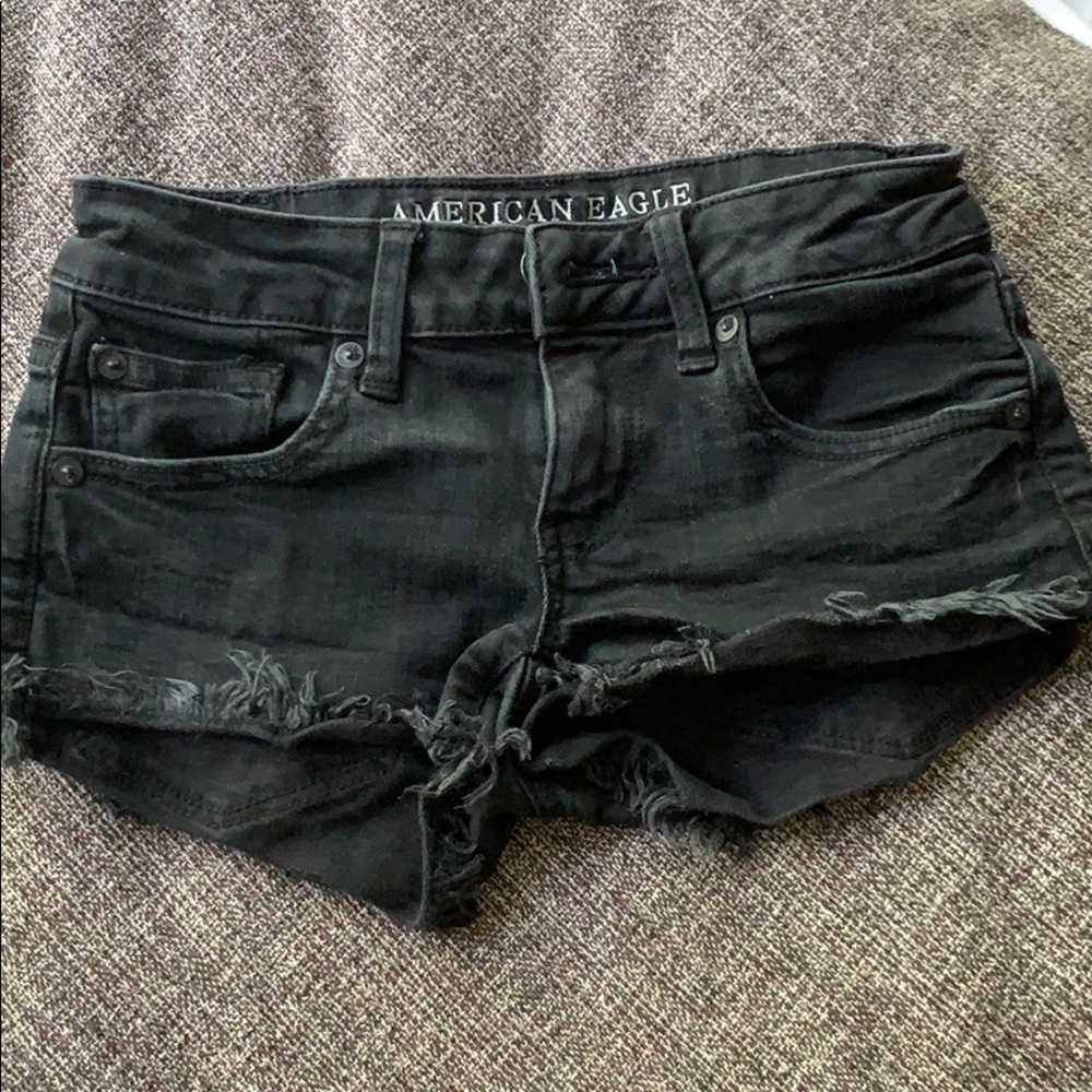 AEO black jean shorts